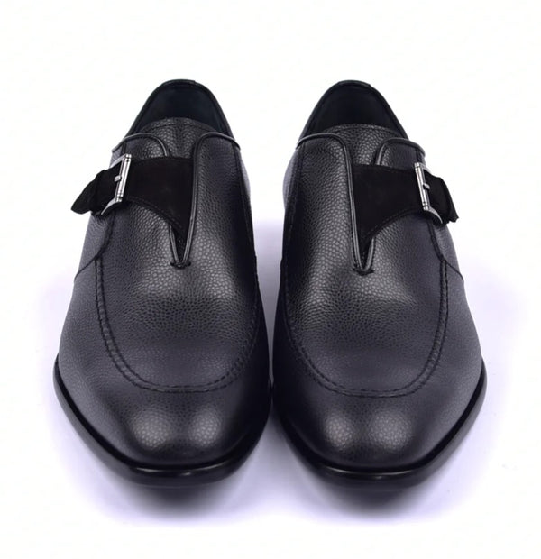 Corrente Grain Calfskin Monkstrap - Black