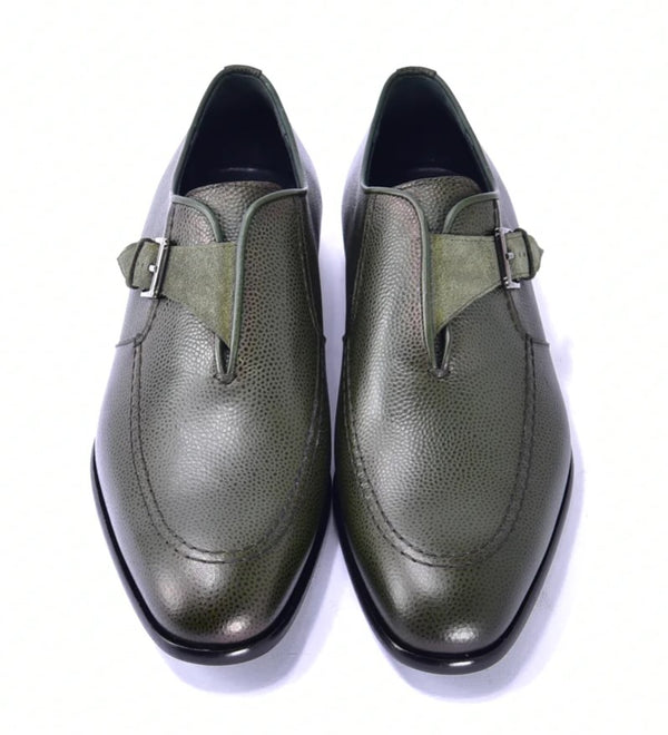 Corrente Grain Calfskin Monkstrap - Green