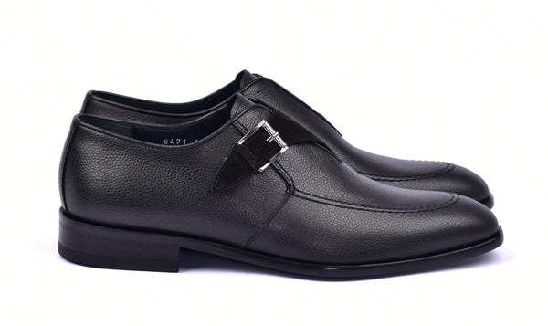 Corrente Grain Calfskin Monkstrap - Black