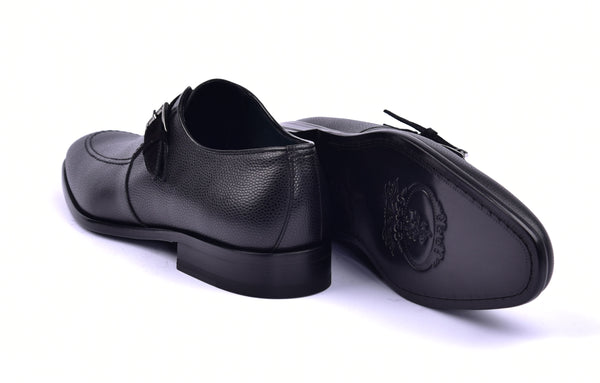 Corrente Grain Calfskin Monkstrap - Black