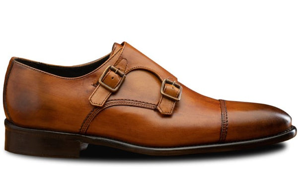 Toscana Leather Monkstrap Shoe - Caramel