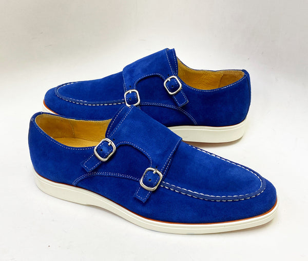 Maurice Suede Double Monkstrap - Denim