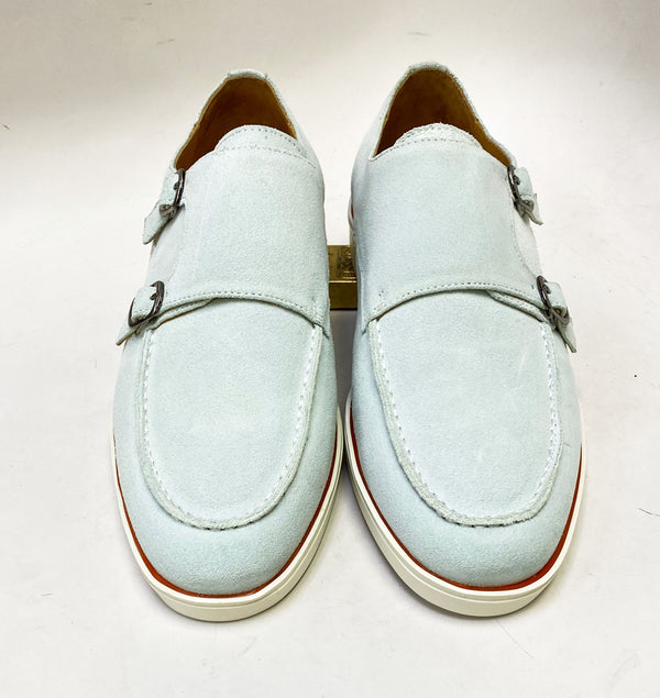 Maurice Suede Monkstrap Shoe - Sky/Blue