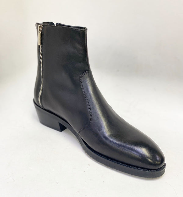 Maurice Leather Boot with 3 Zippers - Black