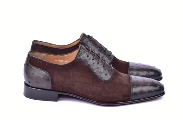 Corrente Suede Ostrich Shoe - Brown
