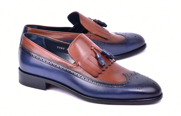 Corrente Wingtip Loafer - Navy/Brown
