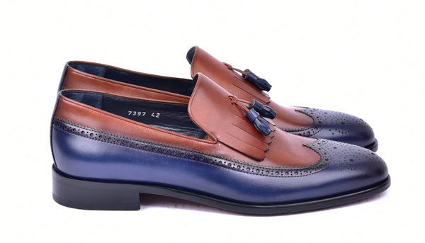 Corrente Wingtip Loafer - Navy/Brown