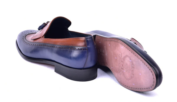 Corrente Wingtip Loafer - Navy/Brown