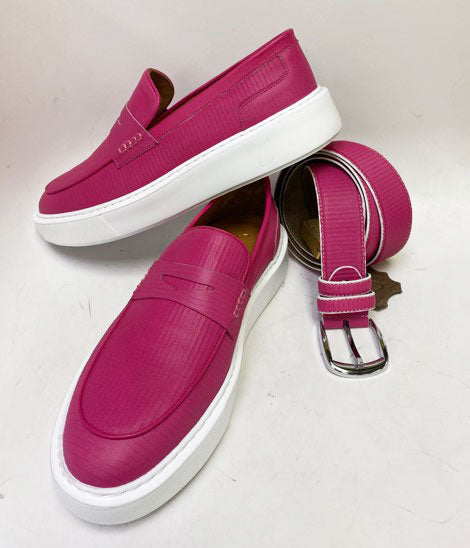 C Collection Leather Loafer - Fuchsia