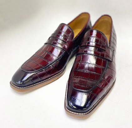 Maurice Croco Leather Loafer - Burgundy