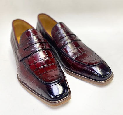 Maurice Croco Leather Loafer - Burgundy