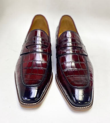 Maurice Croco Leather Loafer - Burgundy
