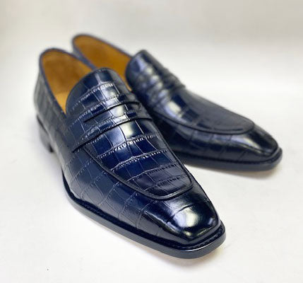 Maurice Croco Leather Loafer - Navy