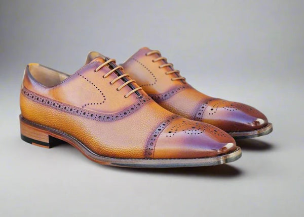 Carrucci Calfskin Lace-Up Shoe - Cognac