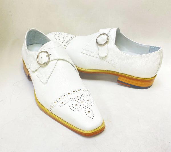 Maurice Deerskin Monkstrap Shoe - White