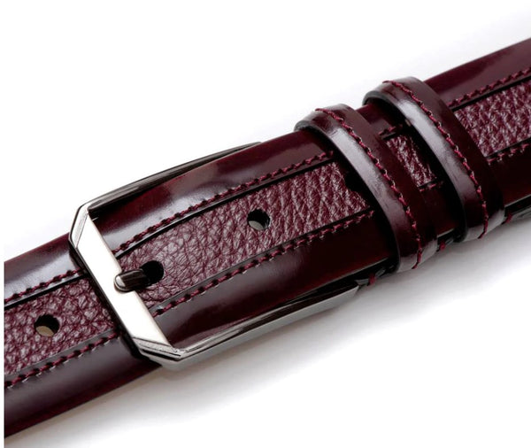Mezlan Deerskin Cordovan Belt - Burgundy