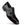 A single black leather dress shoe with a unique strap design featuring a silver-tone buckle and decorative metal details, shown on a plain white background.