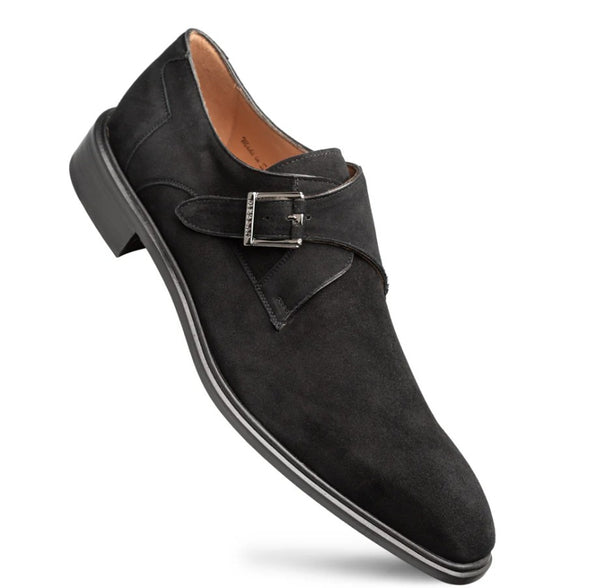 Mezlan Albini Suede Monkstrap - Black
