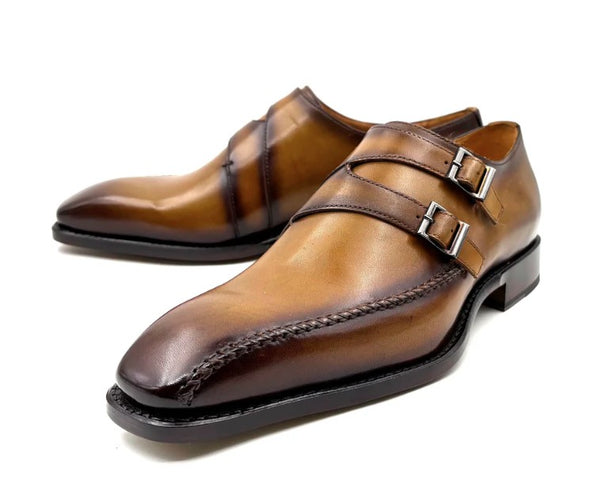 Ugo Vasare Alex-Mustard Calf Monkstrap - Mustard