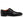 A black leather double strap monk-style dress shoe with silver-tone buckle hardware and a bright orange interior lining, shown from a side profile on a white background.