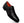 A single black leather double monk strap shoe with silver-tone buckle hardware and a bright orange interior lining, shown on a plain white background.