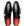 A pair of black leather men's dress shoes with a double strap design, shown from a top-down view on a white background. The interior of the shoes features a vibrant orange insole with the brand name 'MEZLAN' printed in black.
