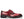 A single men's oxford-style dress shoe in glossy burgundy leather with black trim, black laces, and a black lug sole