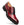 A men's wingtip oxford shoe in glossy burgundy red leather with black laces and a black sole.