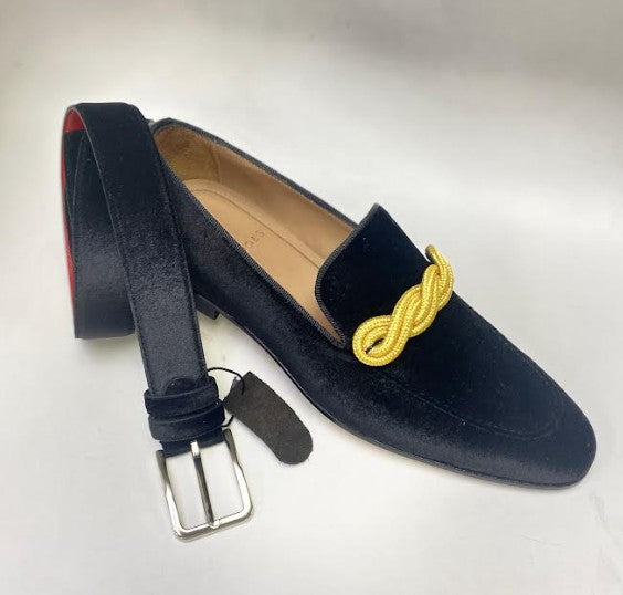 C Collection Velvet Belt - Black