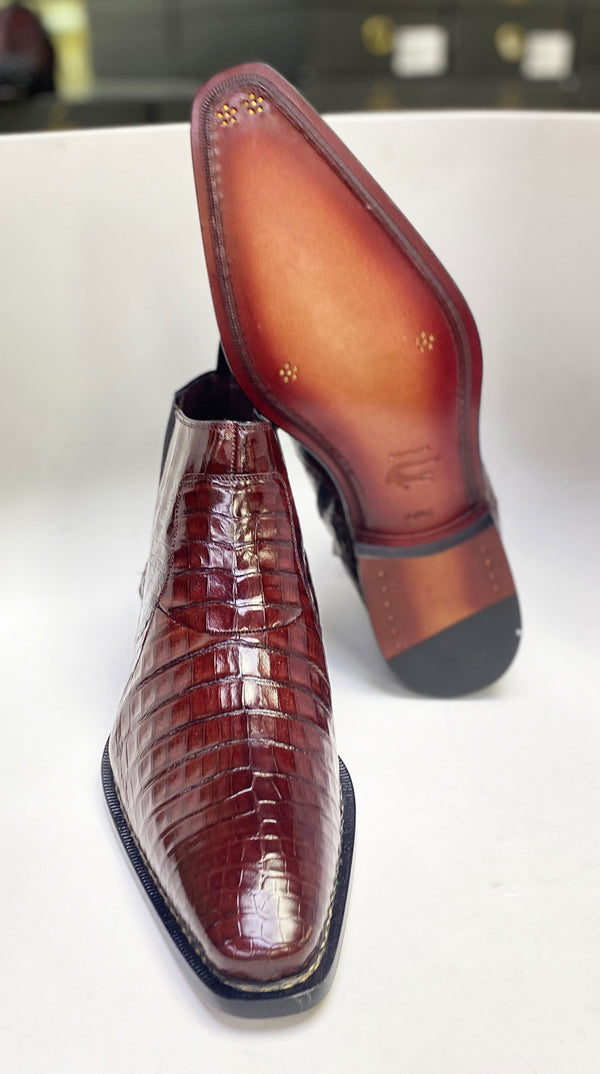 Mezlan Blackmore Crocodile Boot - Burgundy