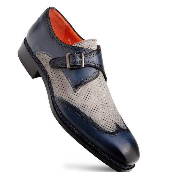Mezlan Blanes Calfskin Monkstrap - Blue/Grey