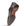 A single men's dress shoe shown from the sole side, featuring a black leather upper and toe cap with a contrasting brown insole and outsole.
