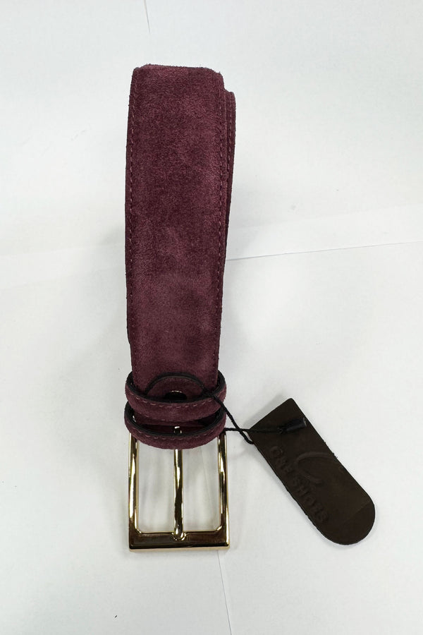 C Collection Suede Belt - Burgundy