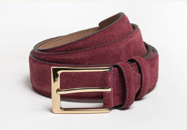 C Collection Suede Belt - Burgundy