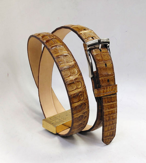 Mezlan Crocodile Belt - Camel