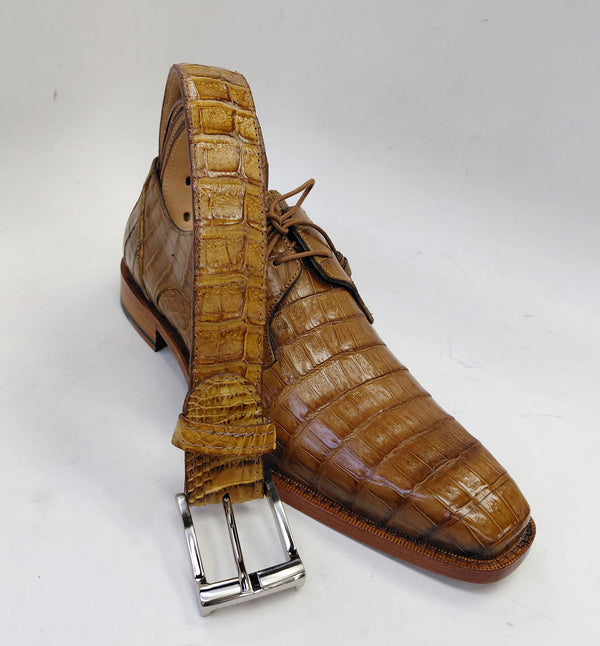 Mezlan Anderson Crocodile Oxford - Camel