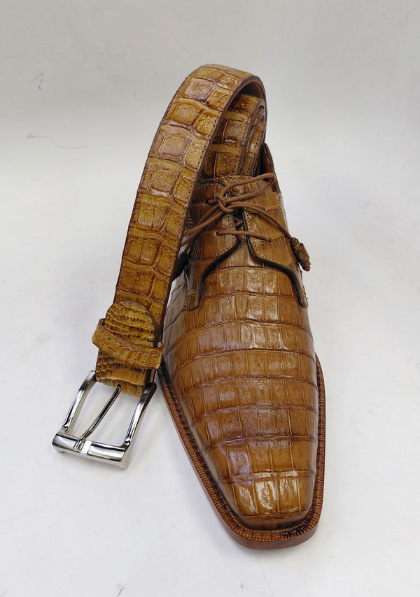 Mezlan Crocodile Belt - Camel
