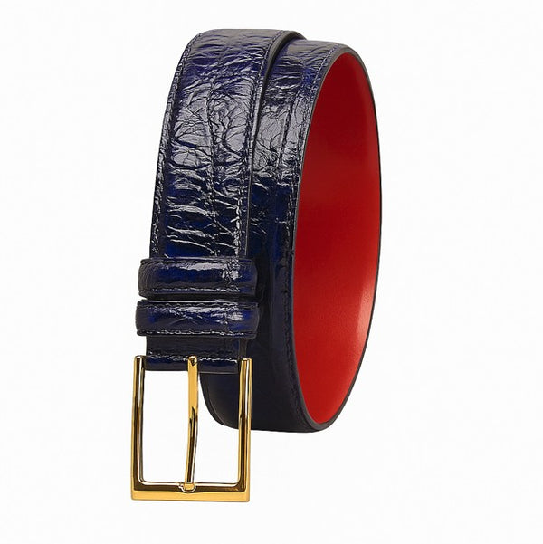 C Collection Croco Print Belt - Navy
