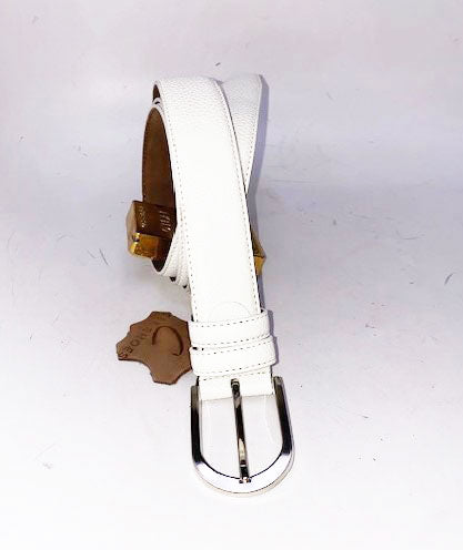 C Collection Deerskin Belt - White