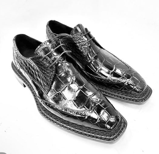 Maurice Custom Alligator Lace-Up Collab with Mr. Hakim - Black