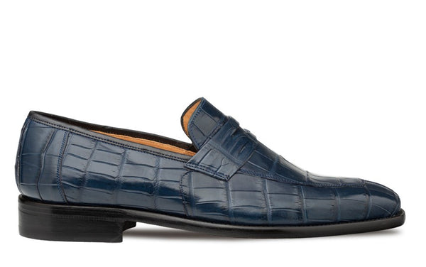 Mezlan Piccolo Alligator Penny Loafer - Blue