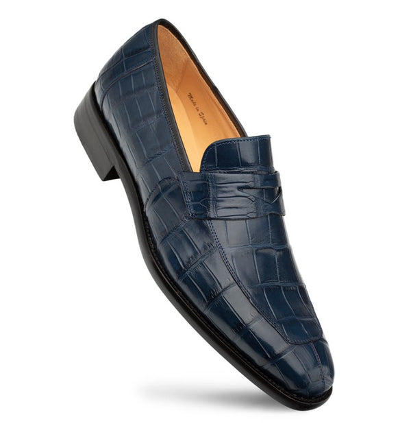 Mezlan Piccolo Alligator Penny Loafer - Blue