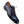 A single men's oxford wingtip shoe in dark navy blue leather, shown at an angle on a clean white background.