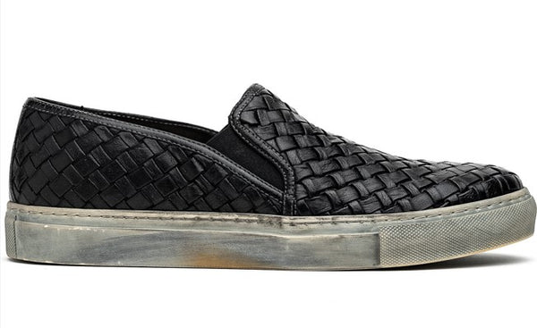 Toscana Woven Leather Sneaker - Black