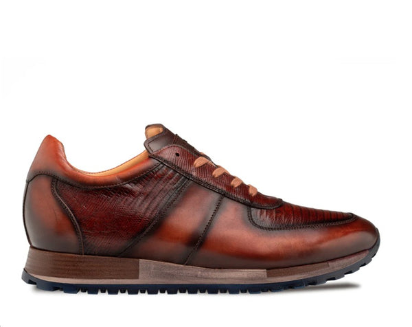 Mezlan Lizard Calfskin Sneaker - Tan