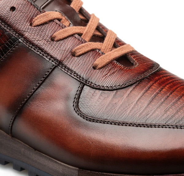Mezlan Lizard Calfskin Sneaker - Tan