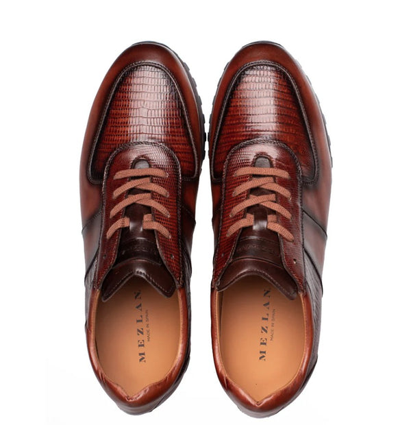 Mezlan Lizard Calfskin Sneaker - Tan