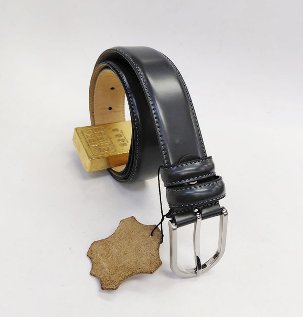 C Collection Grey Calfskin Belt - Silver Buckle