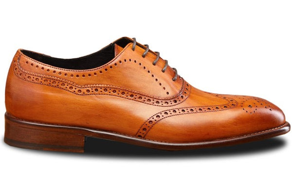 Toscana Leather Wingtip Shoe - Caramel