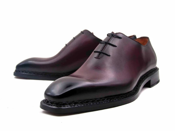 Ugo Vasare "Jason Sr" Burnished Calfskin Lace-Up Oxford Burgundy
